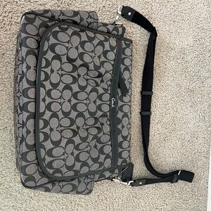 Coach Signature Black and Gray Messenger Diaper Bag